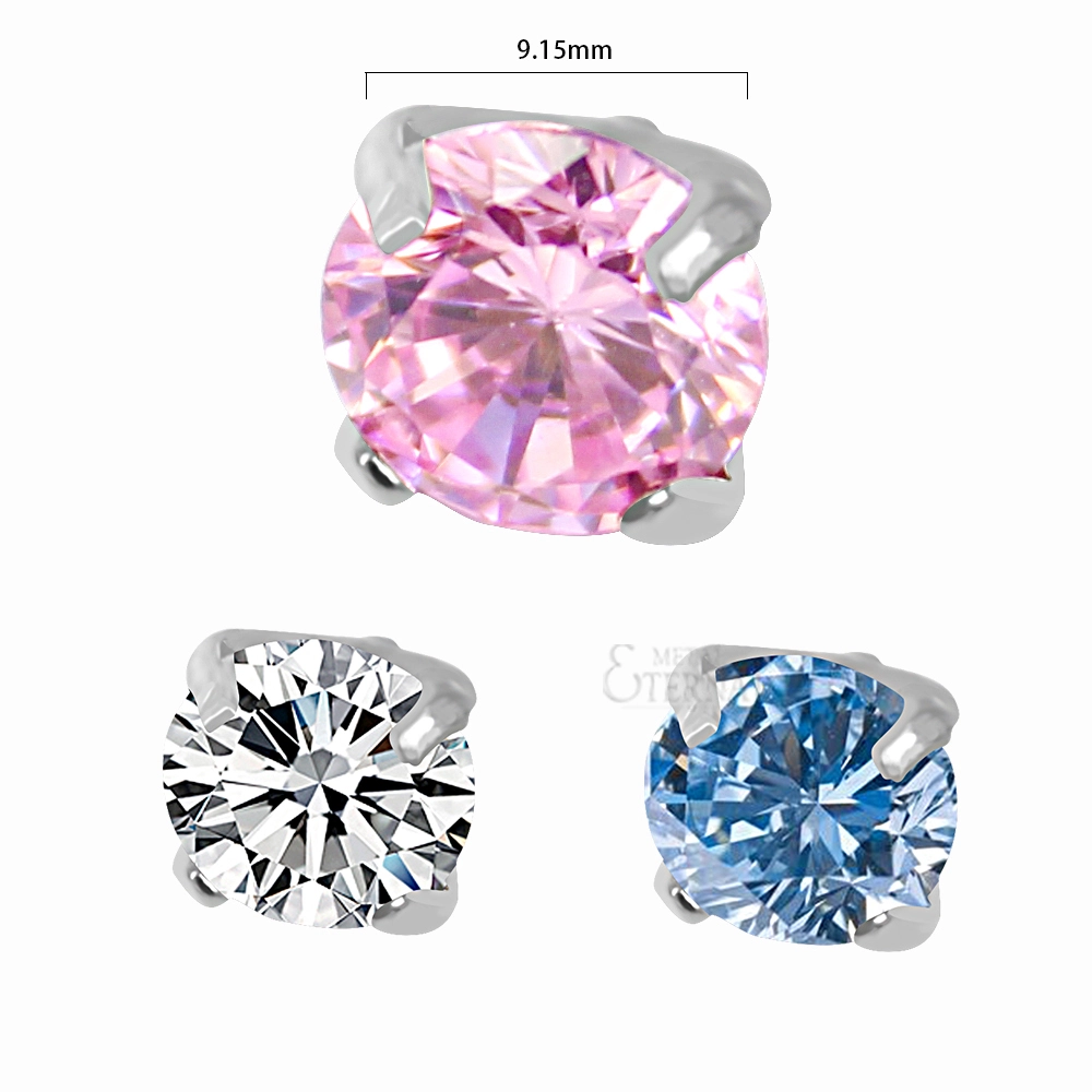 Eternal Metal Astm F136 Titanium Threaded 4 Prong Set Zirconia Labret Piercing Jewelry 1