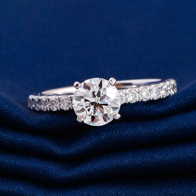 Véritable bague de fiançailles en diamant avec 1 carat laboratoire diamant gh-si en platine 1