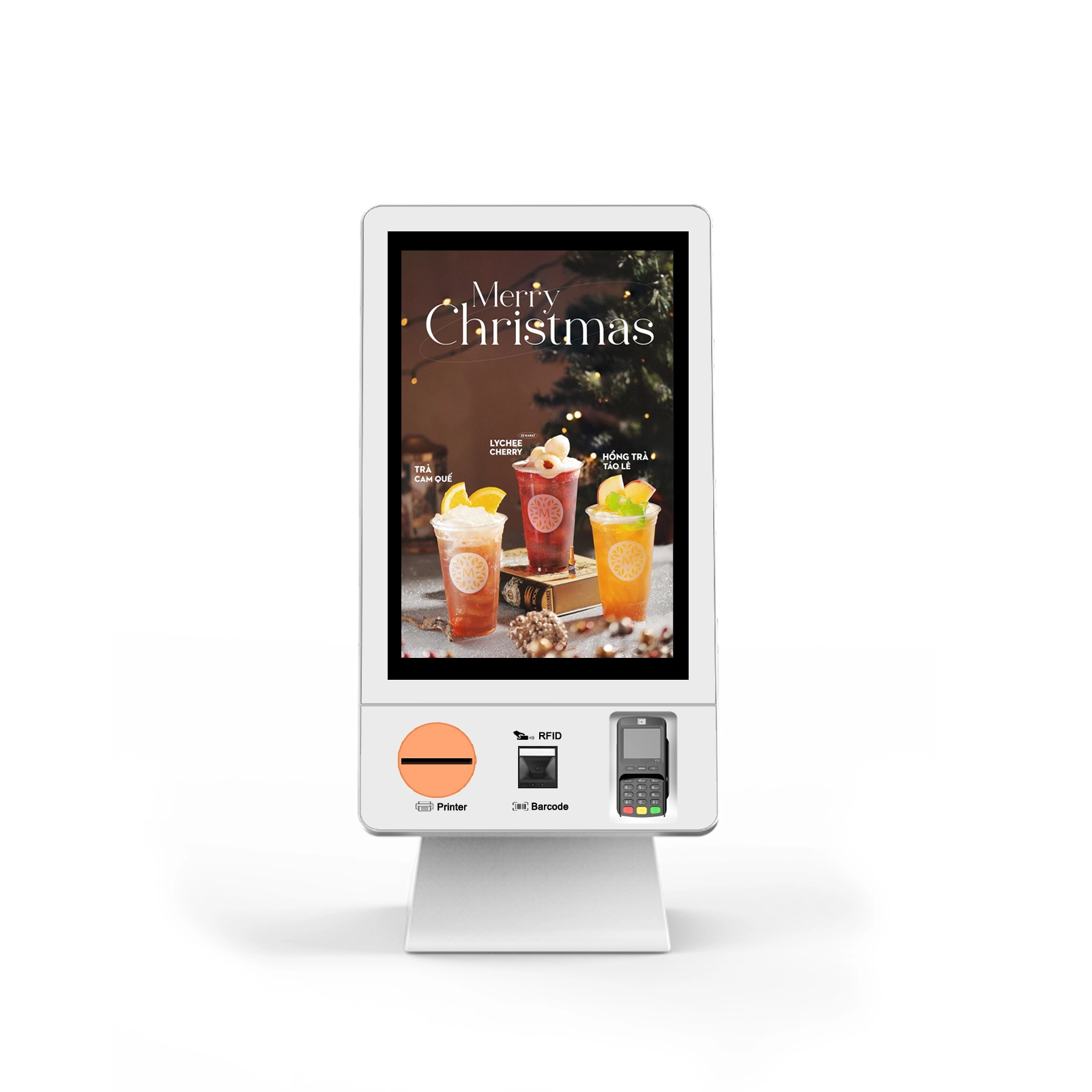 Masaüstü 23.8-32 inç Self servis kiosk Termal yazıcı ve barkod tarayıcısı restoranlar için 1