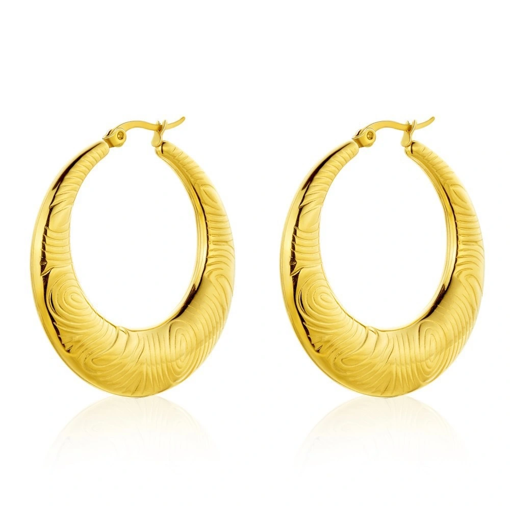 New Ins Style Twist Stainless Steel Gold-plated Earrings Geometry Half Round Crescent Shaped Hollow Earrings For Women 1