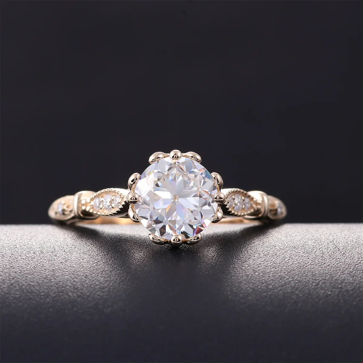 Def/vvs Round Brilliant Cut High Quality Diamond Moissanite Engagement Ring 18k/14k/10k White Gold Fine Jewelry For Women 1
