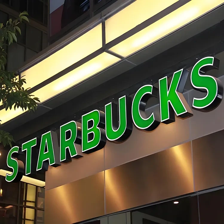 Signe de logo 3D personnalisé LED verte pour décoration murale extérieure Lettre de canal acrylique 1