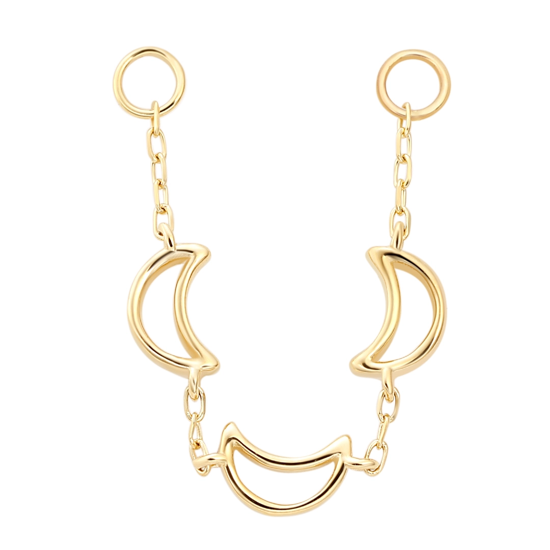 Eternal Metal 14k Solid Gold 3-moon Shape Chains Cartilage Jewelry Helix Body Piercing Decorate Chain 14k Piercing Jewelry 1