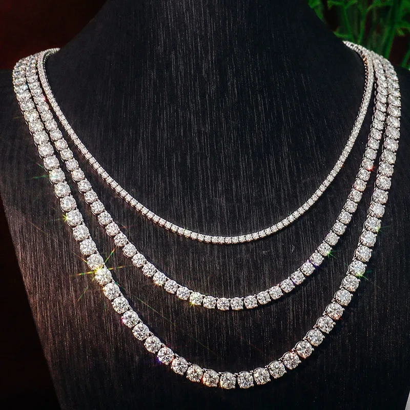 Fine Jewelry 18k Gold Plated Custom Tennis Bracelet Necklace 925 Silver Moissanite Tennis Chain Necklace For Women And Men 1