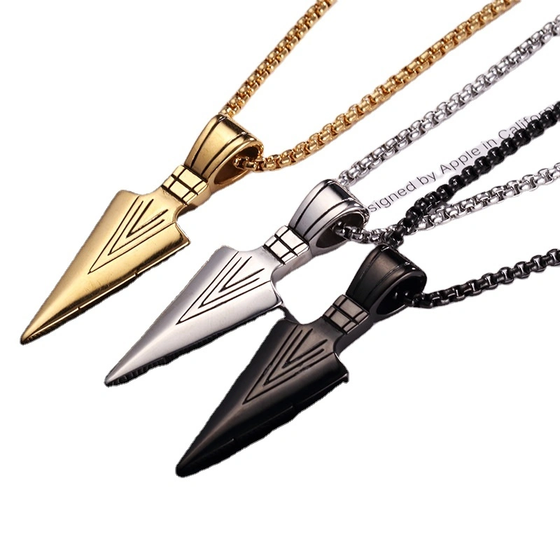 Manufacturer Wholesale Fashion Triangle Spear Pendant Necklace Men And Women Universal Gold-plated Necklace 1