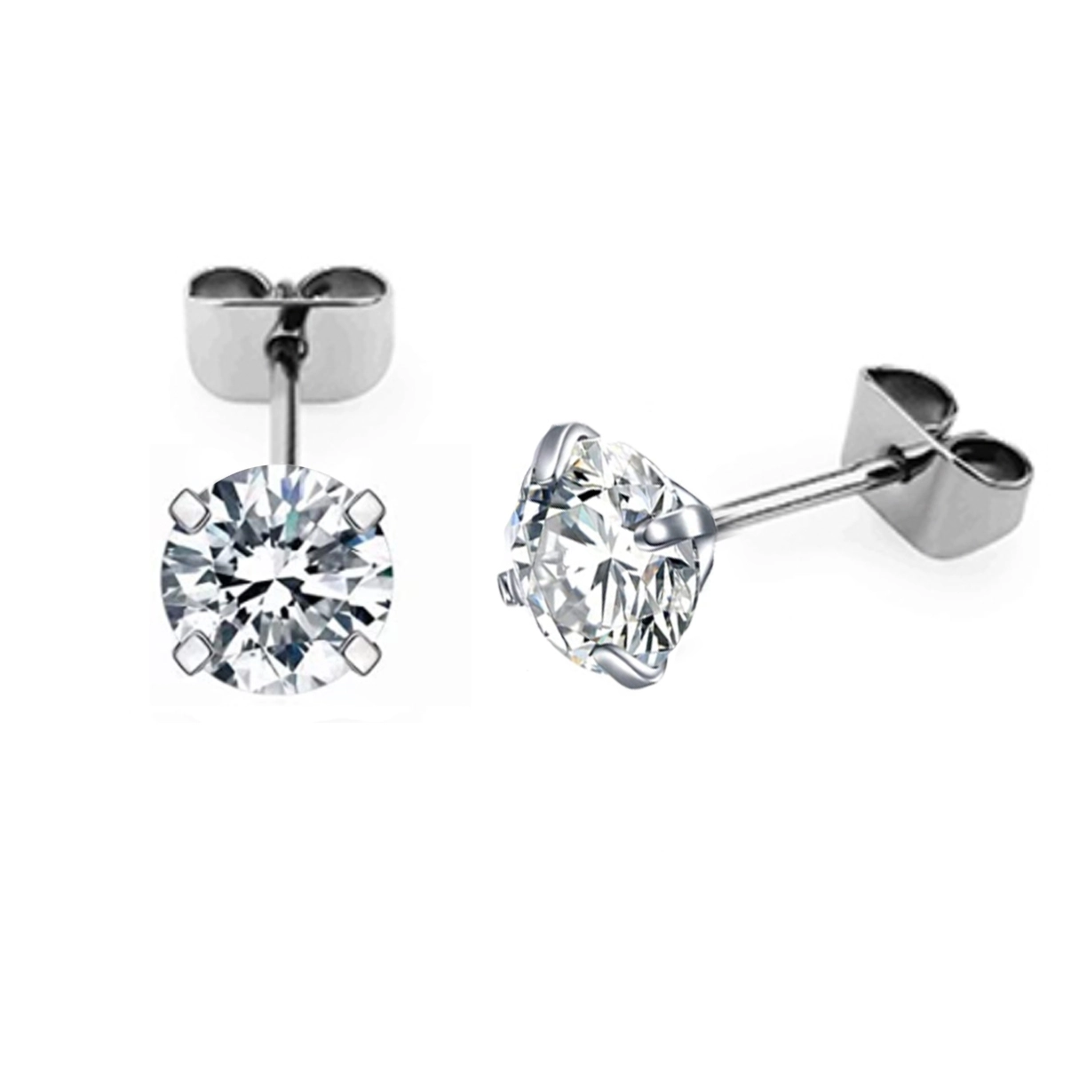 Eternal Astm F136 Titanium 4 Prong Set Round Cz Post Earring 1