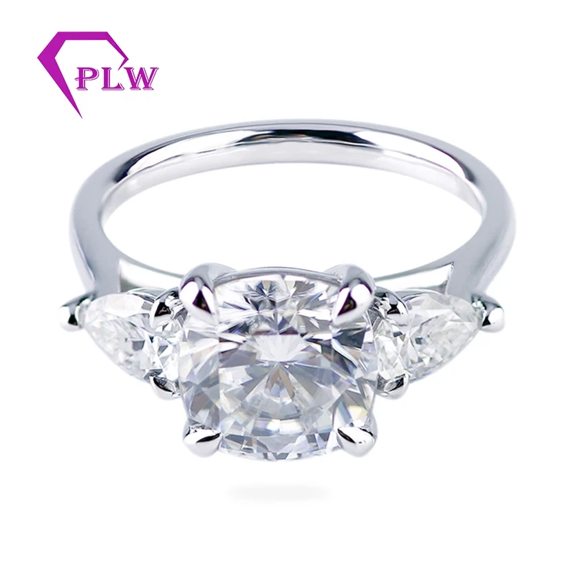 Joyería de Provence Solid 14k Gold White Gold 8.5*8.5 mm 3ct Cushion Cut Moissanite Diamond Gold Anillo de boda 1
