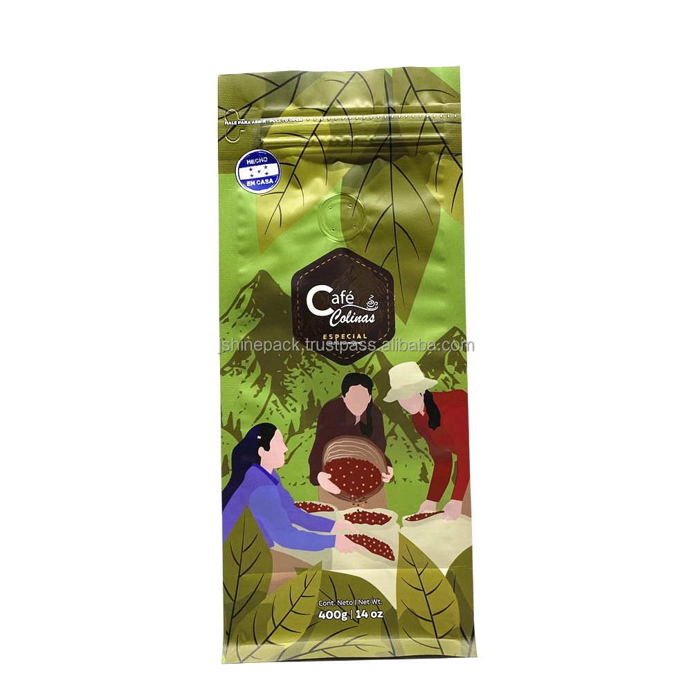 Custom Aluminum Foil Zipper Stand-Up Coffee Packaging Bags with Valve 1