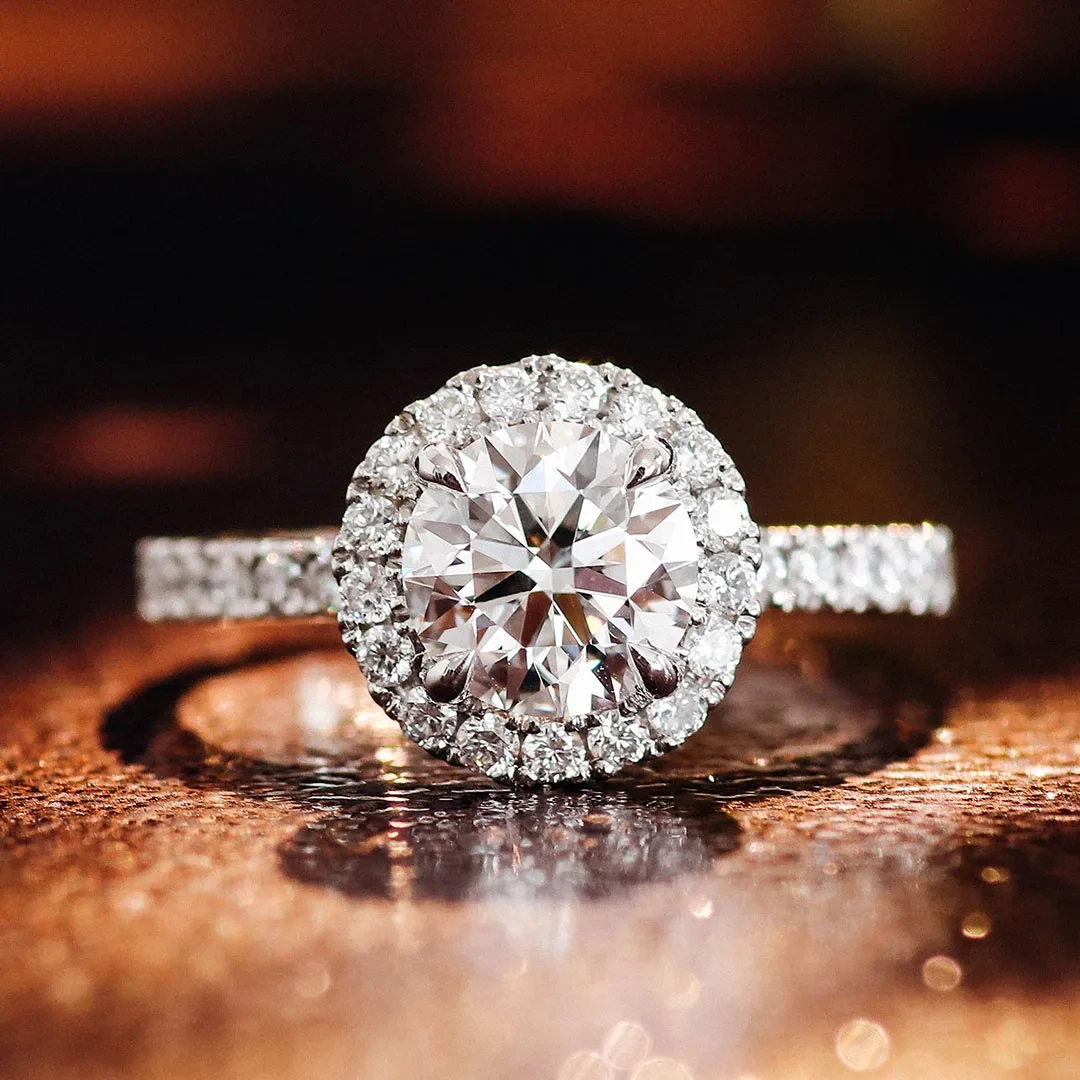 Custom 14k Gold Jewelry Lab Grown Diamond Igi Certified 2ct Round Brilliant Cut Hidden Halo Diamond Engagement Ring 1