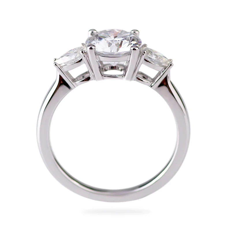 Centro de corte brillante de 1.5ct Diamante Moissanite Diamond de 14k Anillo de compromiso de oro blanco con 2 piezas de piedras laterales cortadas de pera 1