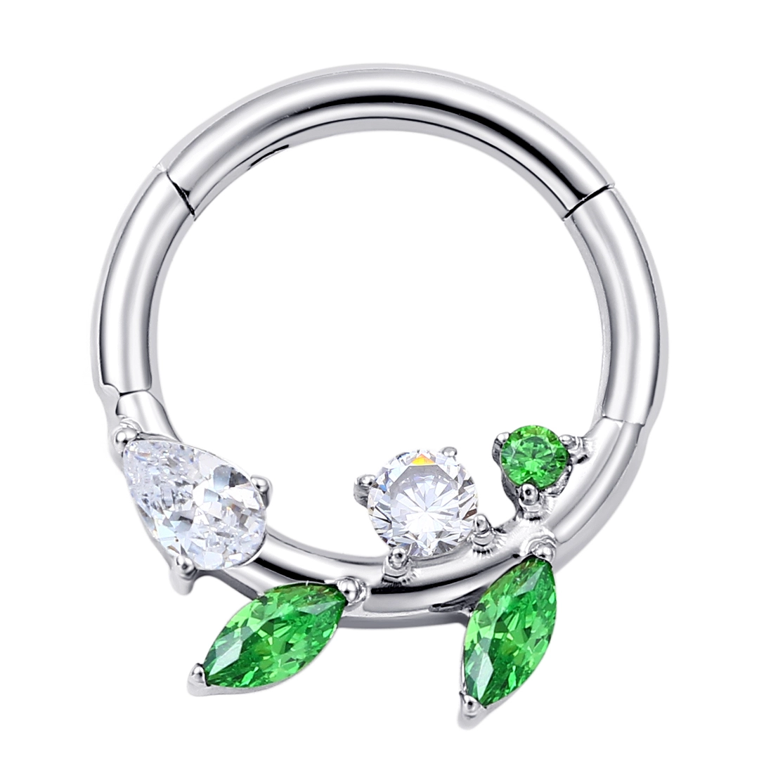 Eternal Metal Paved Cz Leaf Labret&earing Piercing Belly&nose Hinged Segment Ring Astm F136 Implant Grade Piercing Body Jewelry 1
