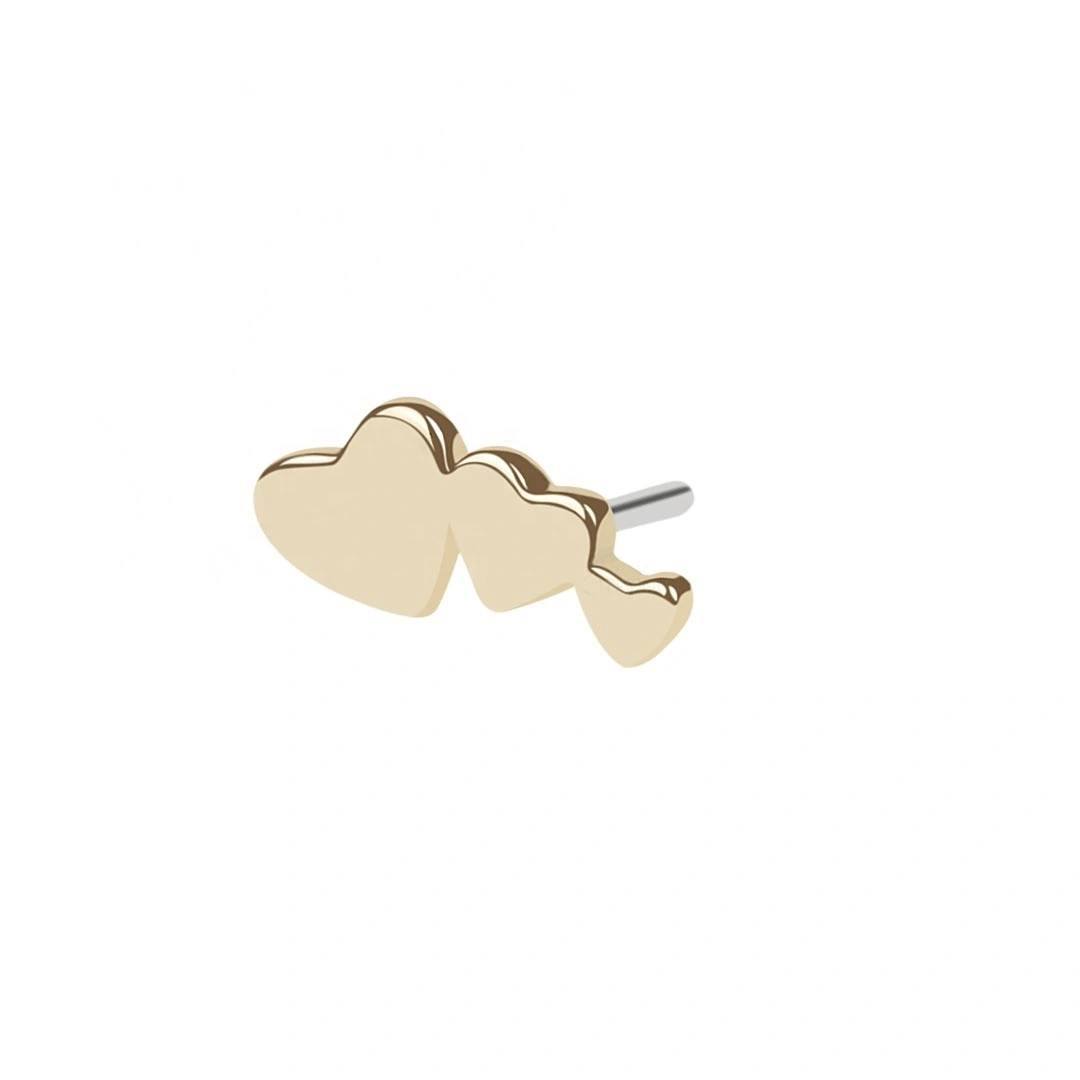 Eternal Metal Heart Shaped 14k Solid Gold Threadlees Tops Wholesale Piercing Jewelry 1