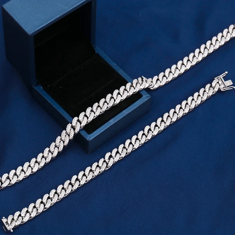 Fashion New Trend White Moissanite Diamond 18inches Cuban Link Chain In Sterling Silver From China Manufacturer 1