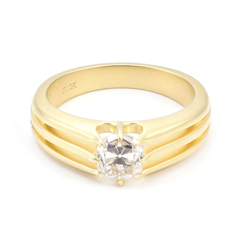 Joyas personalizadas de 10k Gold Gold Cushion 2CT Moissanite Diamond Ansiedad para mujeres Anillo de compromiso de boda 1