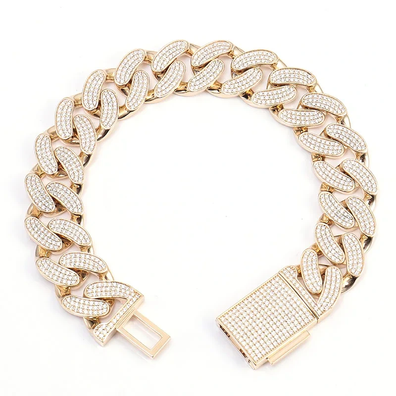 Hip Hop Luxury Iced Out Moissanite Cuban Bracelet Men Jewelry 925 Silver Fashion Bangle Diamond Cuban Link Bracelet 1