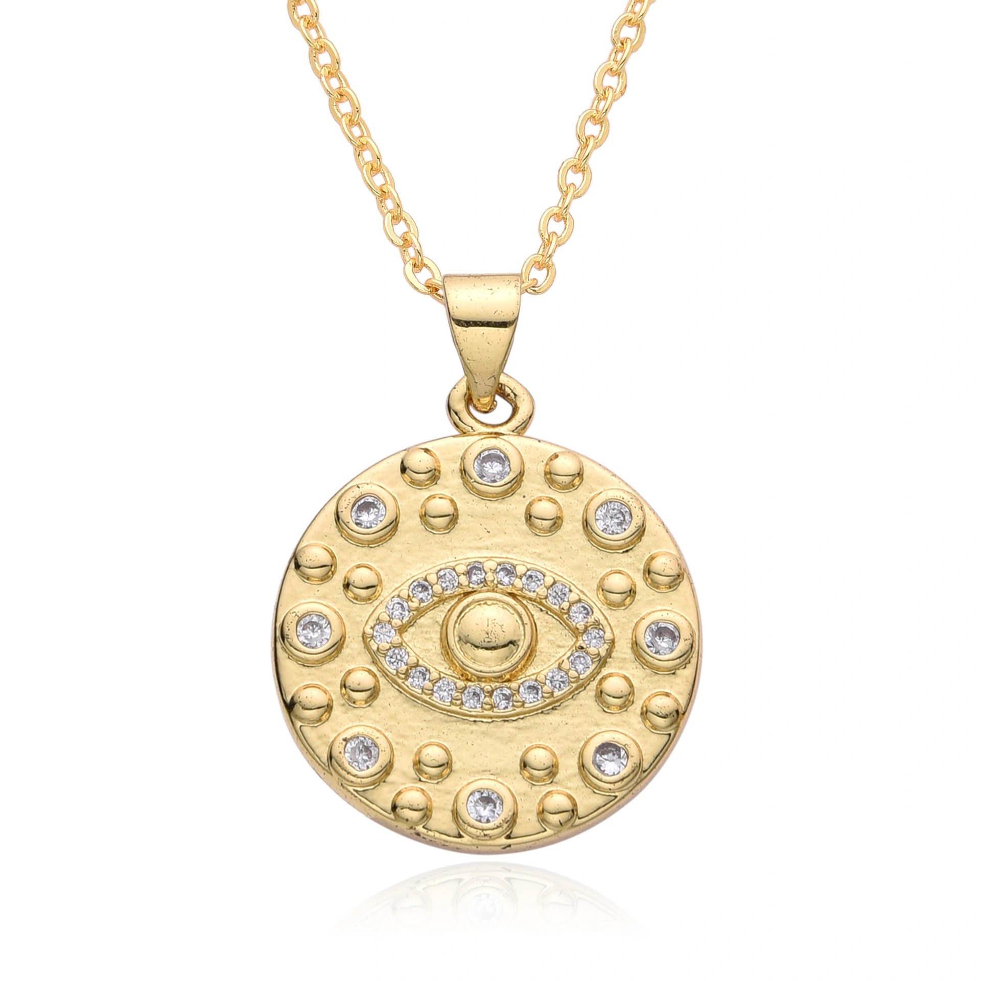18k Gold Plated Zircon Alloy Pendant Pharaoh's Eye Small Shield Devil's Eye Exotic Style Charm Pendant Necklace 1