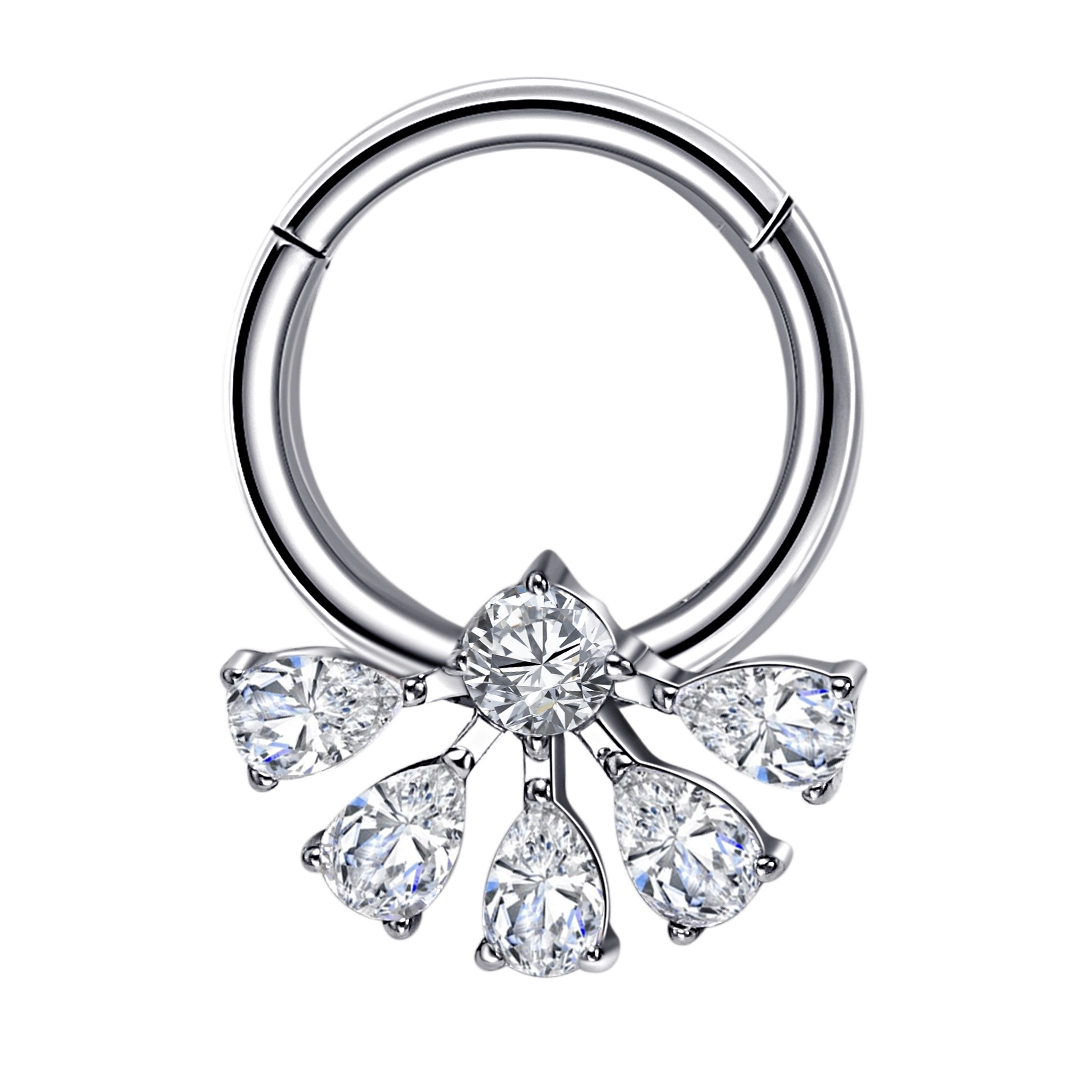 Eternal Metal 16g Astm F136 Titanium Fan Shape Hinged Segment Hoop Rings Body Jewelry G23 Titanium Piercing 1