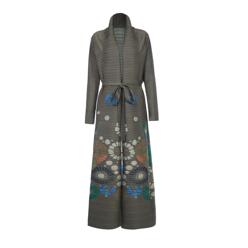 Fabricant de vêtements plissés Muslimah vêtements en gros imprimé Miyake Abaya vêtements décontractés taille libre manteau femmes mode Abaya tissu en polyester 1