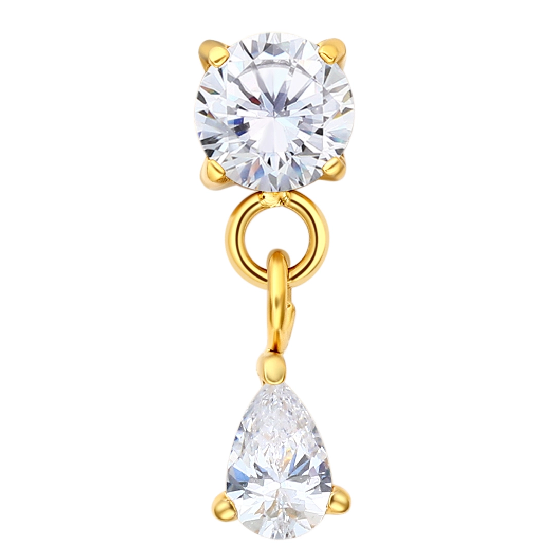 Eternal Metal Astm F136 Titanium Pvd Gold Top With 5a Clear Zircon Dangle Flat Lope Internally Threaded Labret Piercing Jewelry 1