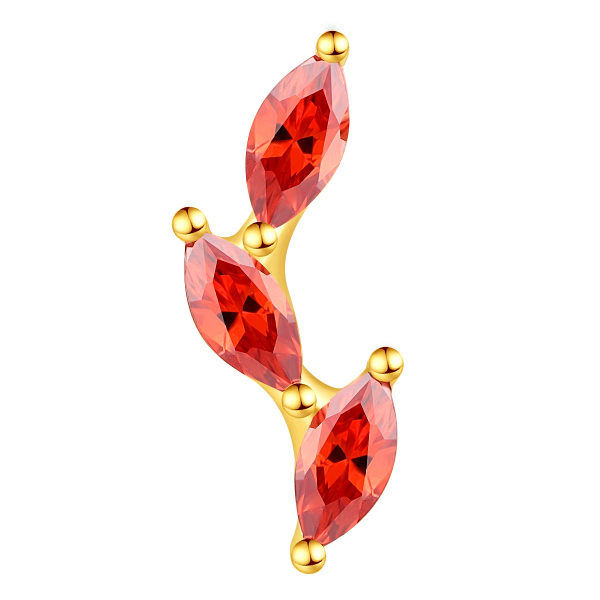 Eternal Metal 14k Solid Gold Marquise Cut Cz Claw Setting Paved Leaf Ear Piercing Cartilage Jewelry Push In Threadless Ends Tops 1