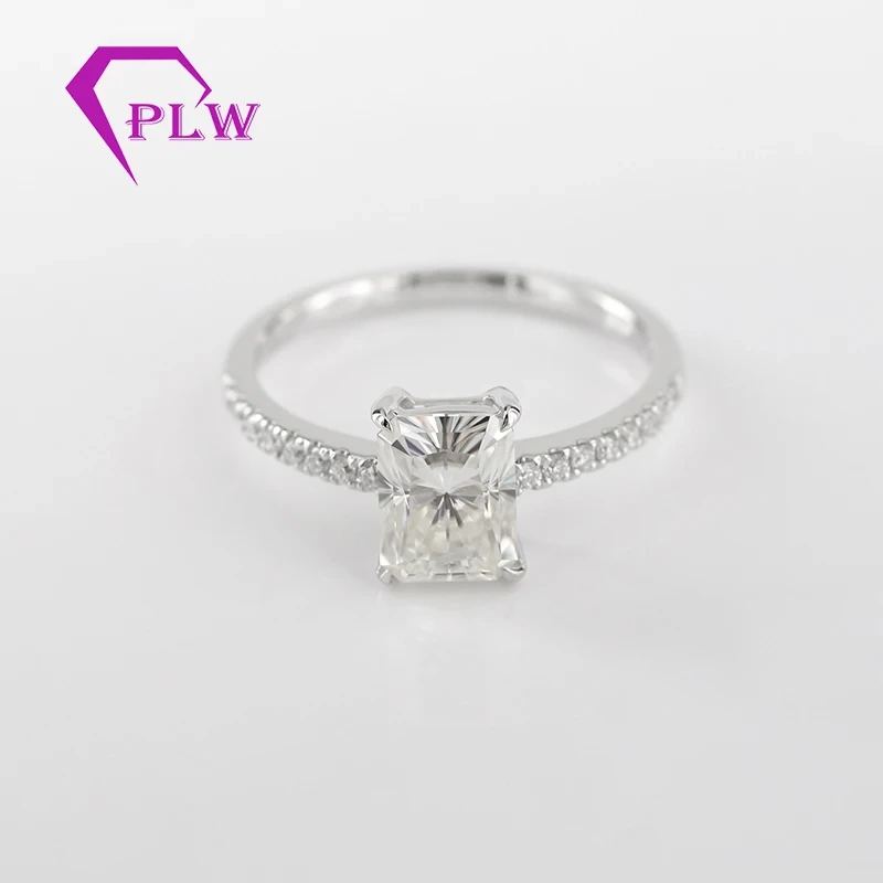 14k Gold White 1 quilaten DEF Color Radiant Cut Moissanite Diamond de diamante 1