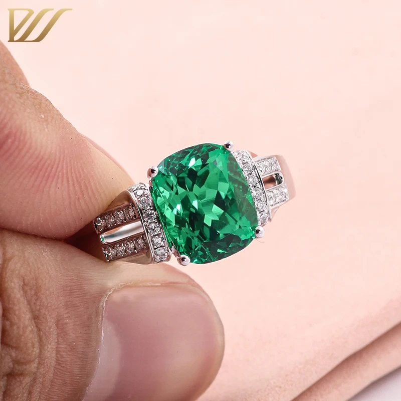 Bijoux Provence, émeraude de laboratoire taille coussin 4 carats, or véritable 18 carats, 14 carats, 10 carats, pour mariage, fiançailles, fête ou cadeau pour femmes et hommes 1