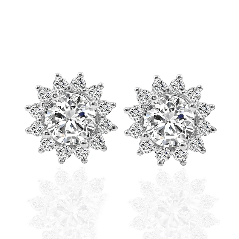 Boucle d'oreille de tournesol de mode populaire Design des boucles d'oreilles en argent en or blanc plaqué argent 0,5 cmt chacun 1