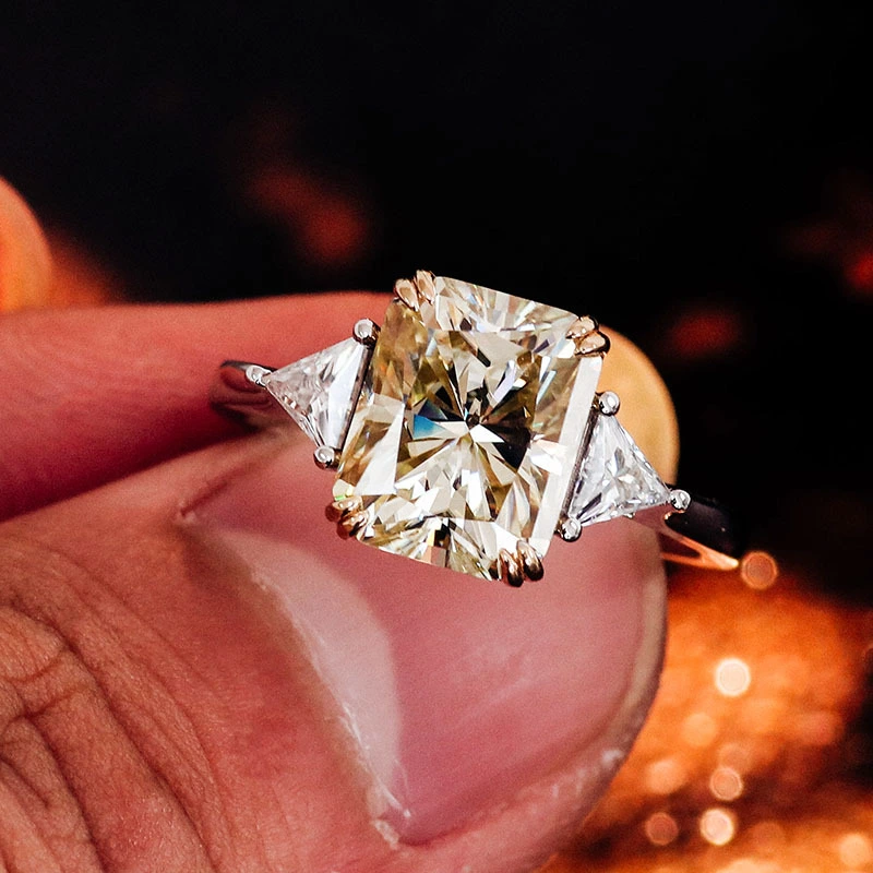 GRA معتمد 10x8mm Cut Cut Def VVS 4.0CT Moissanite Diamond Ring for Men 10K 14k 18k Ring Solid Gold Ring 1