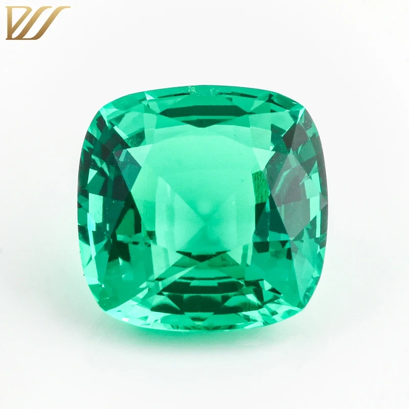 2021 Hot Diamond Color Lab Grown Emerald In Cushion Shape 8x8mm Loose Diamond For Anniversary Gold Rings Making 1