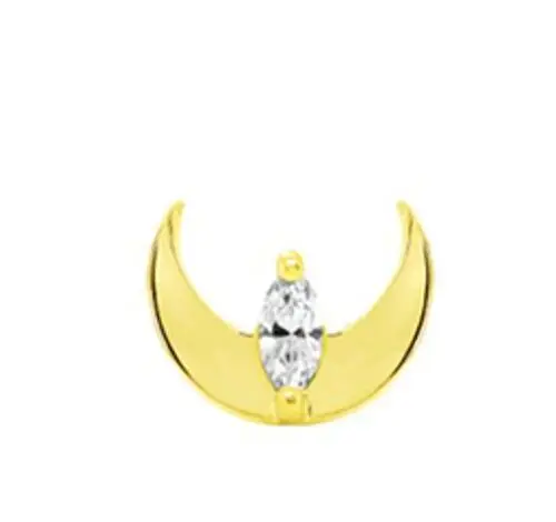 Eternal Metal Solid 14k Gold Moon Threadless Helix 14k Labret Piercing 1