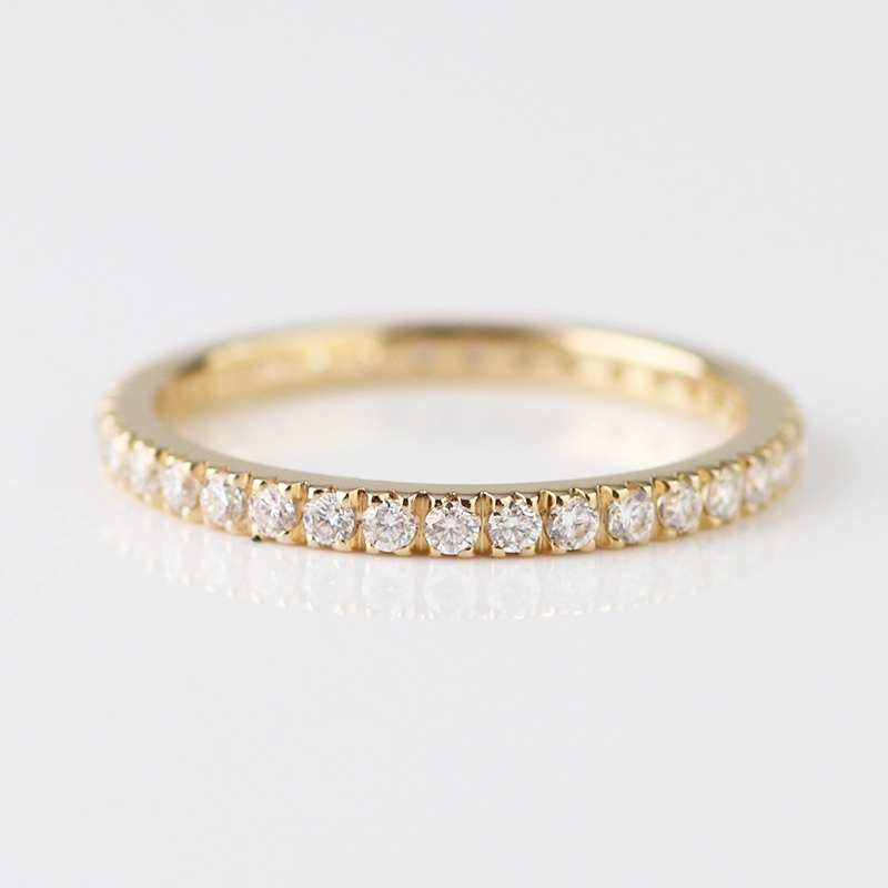 Pavé à plein pavé 1,5 mm rond Round Brilliant Cut Moishing Diamond 10k Jaune Yellow Eternity Ring Band 1