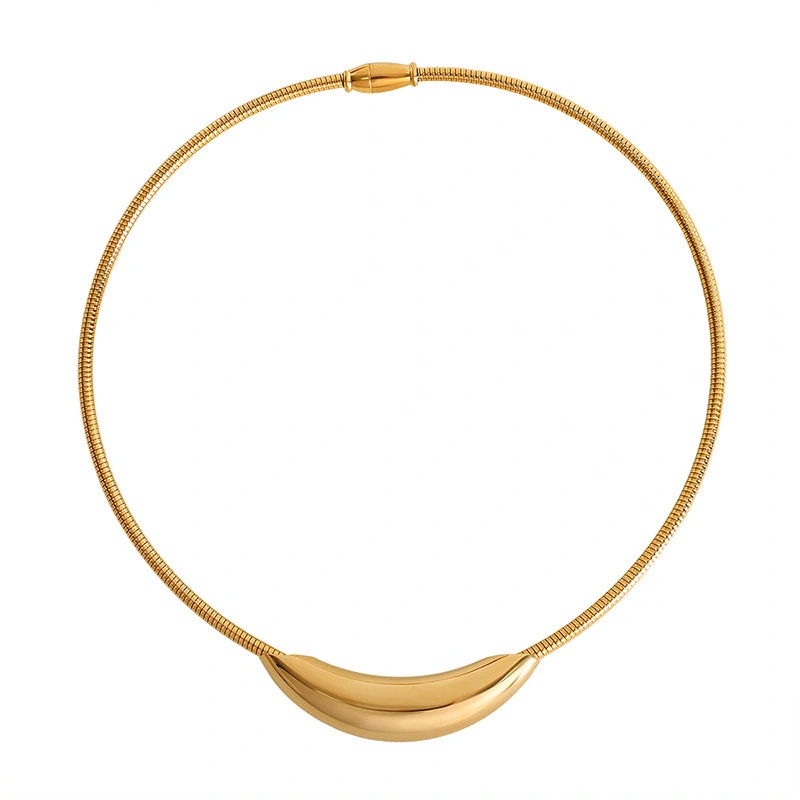 2024 New Waterproof Stainless Steel Metal 18k Gold Spicy Girl Metal Choker Snake Bone Chain Necklace Jewelry For Woman 1
