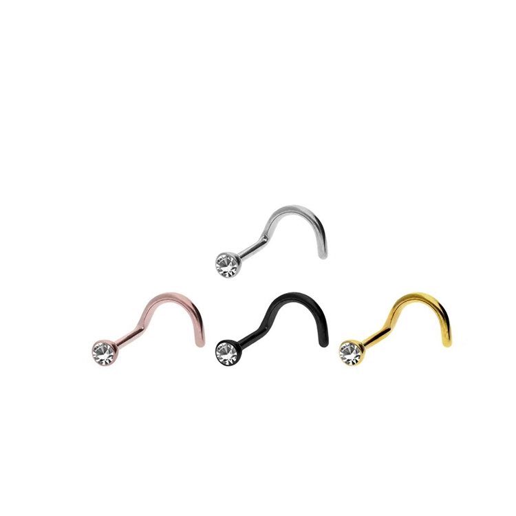 Eternal Metal 20g 0.8mm Astm F136 Titanium Screw Press Fit Crystal Gem Nose Piercing Ring Stud Body Jewelry 1