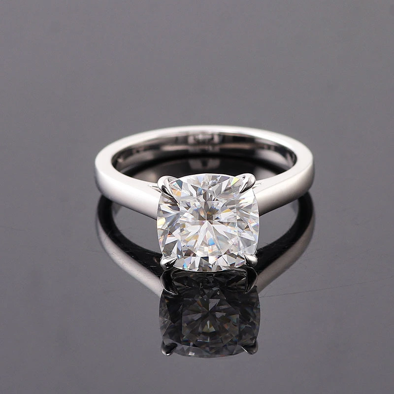 Provence Cushion Cut Anillo de moissanite VVS Claridad Gemstone suelta de 14k Anillo de oro blanco Joyería fina 1