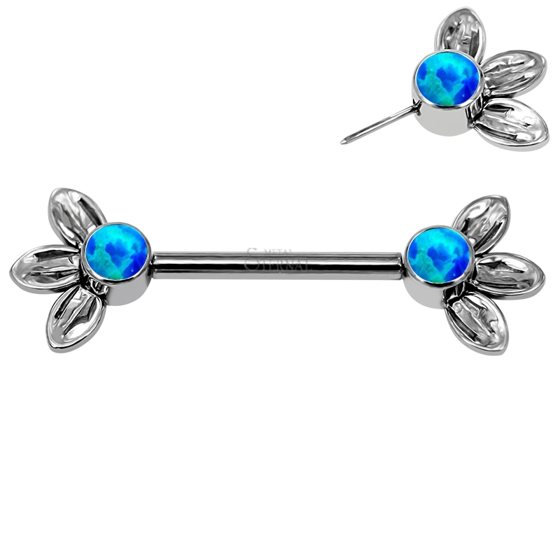 Eternal Metal Astm F136 Titanium Threadless Bezel Set Opal Cluster Beaded Nipple Ring Body Piercing Jewelry 1