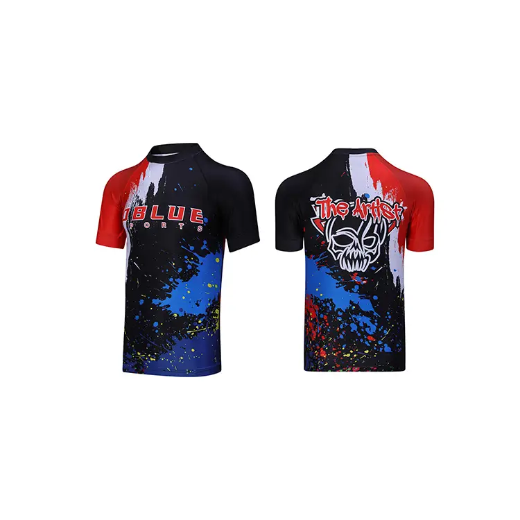 Dblue Ardcháilíochta Arddhíola Jiu Jitsu Rash Guard Saincheaptha Gearr Muinchille Mma Comhbhrúite Rash Garda For Men 1