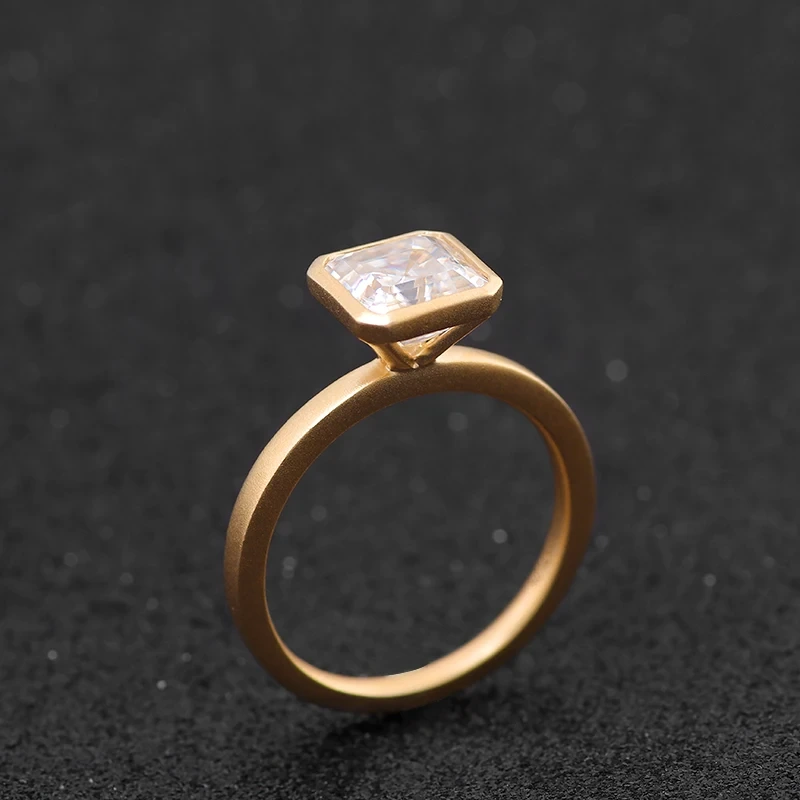 Bague de mariage en or 10 carats avec diamants et moissanite Asscher Def 2 carats, finition mate, pour femme, bijou fin 1