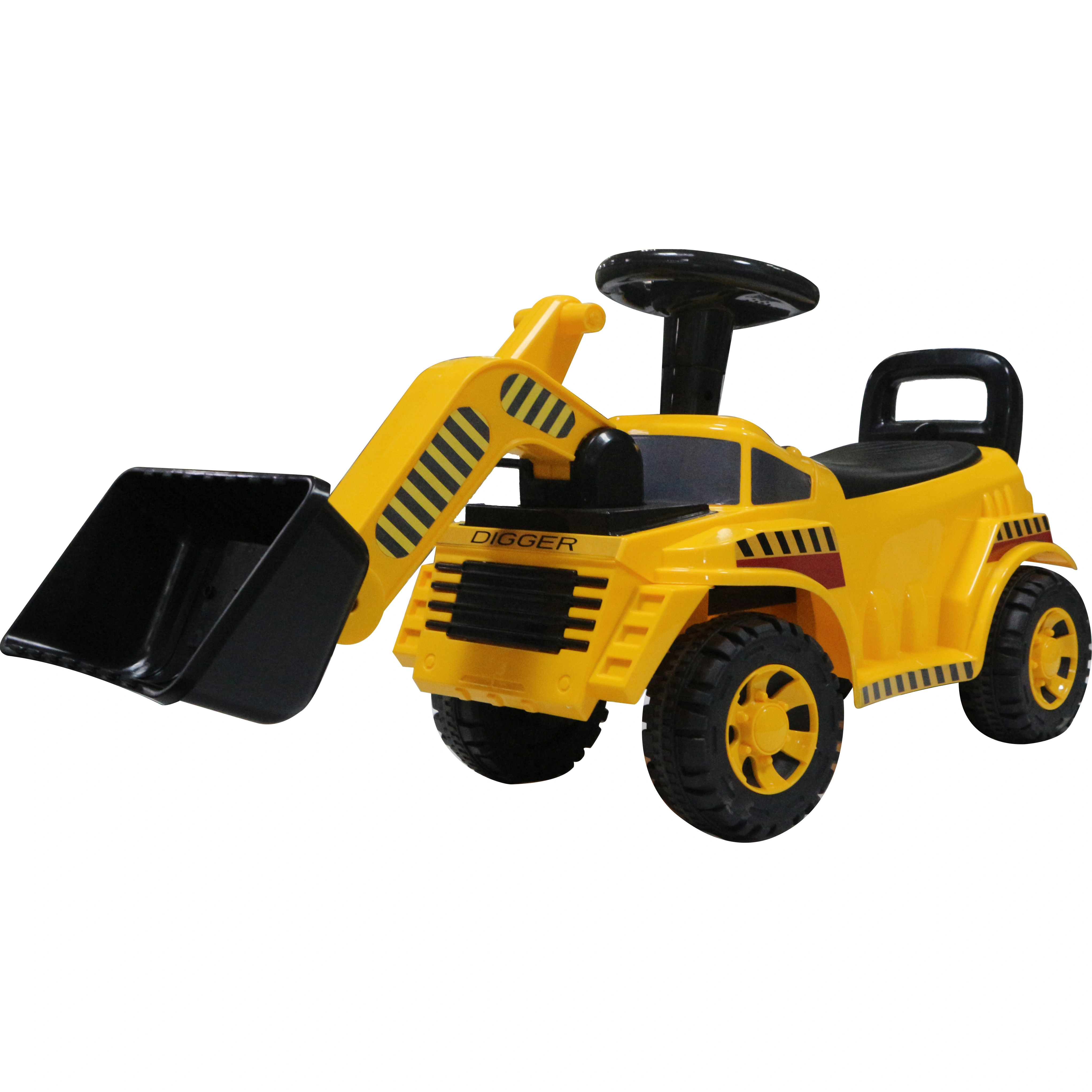 Vendita calda Bambini Giro Su Bulldozer Loader Digger Trattore Push Car Giocattolo per bambini Unisex Auto in plastica per i più piccoli Freno a pedale arancione 1