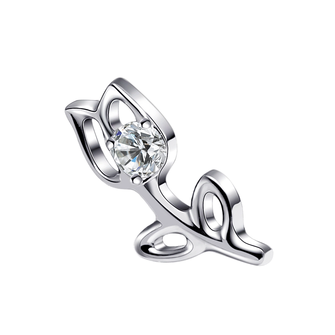 Eternal Metal Astm F136 Titanium Tulip Rose Shape With Zircon Labret Threaded Ends 1
