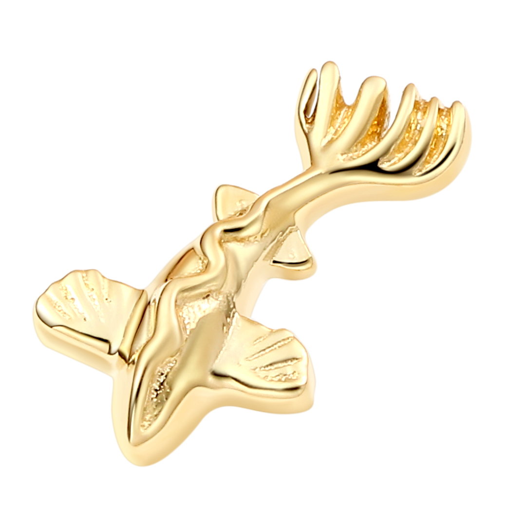 Eternal Metal 14k Solid Gold Swimming Gold Fish Ear<000000>nose Piercing Navel<000000>labret Jewelry Internally Threaded Ends Tops 4