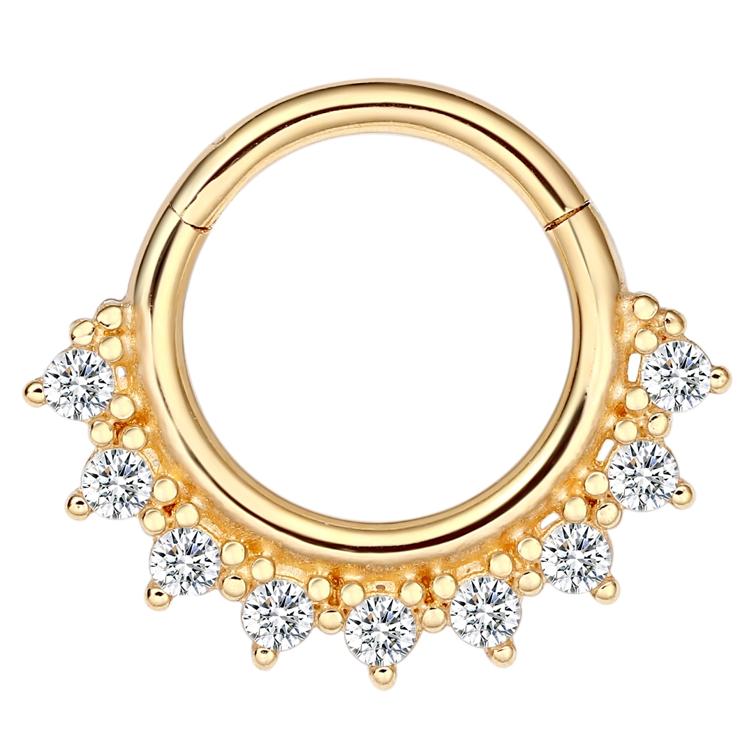 Eternal Metal 14k Solid Gold Facing 5a Cz Classic Hinged Segment Hoop Ring Septum Clicker Tragus Piercing Jewelry 1