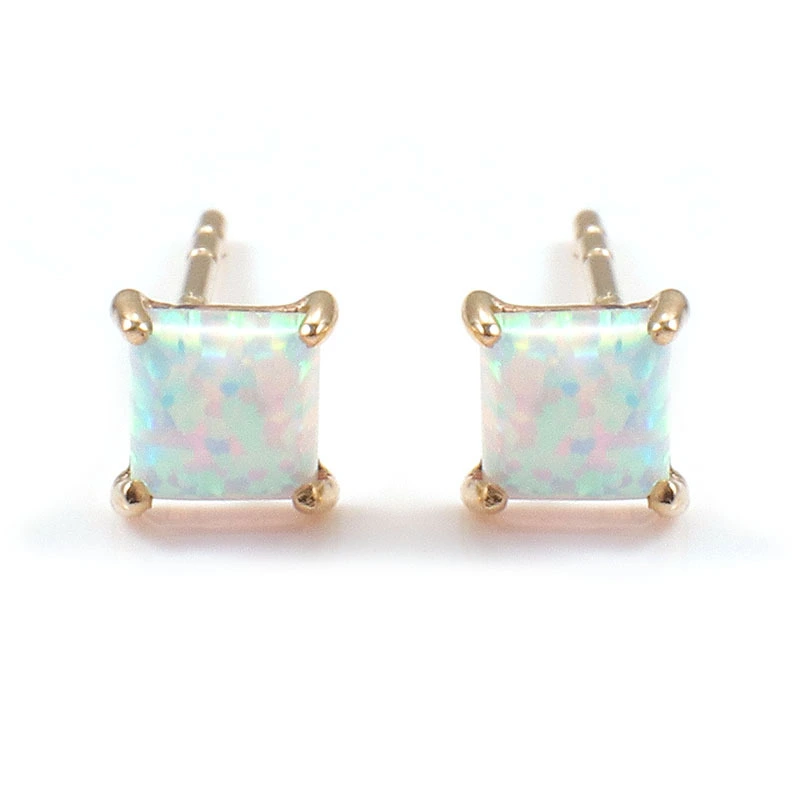 Opal Stud Earrings Set Princess Opal Stud Earrings 14k Gold Opal Jewelry Minimalist Dainty Cute Tiny Stud Earrings Gifts For Her 1