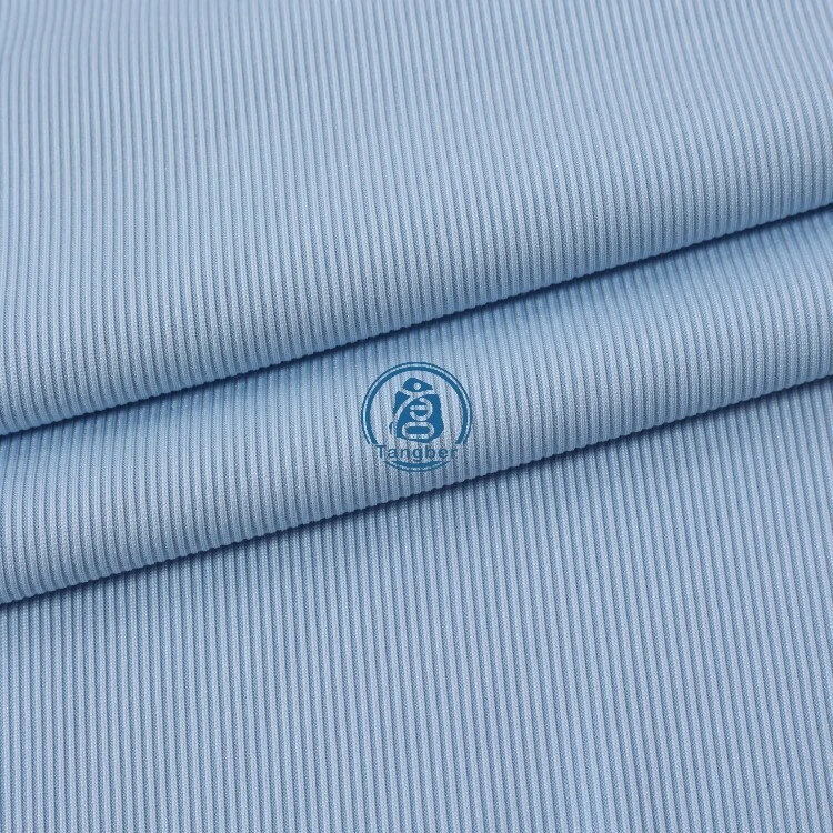 95% Polyester 5% Spandex Jacquard Striped Stretch Knit Pants Fabric 250gsm 2*2 Rib For Casual Wear 1