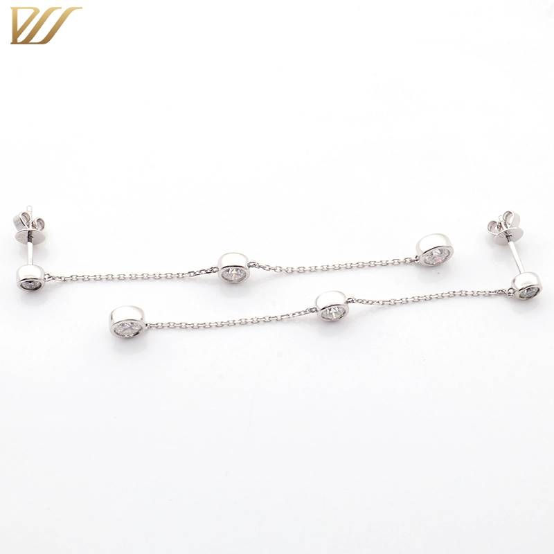 Boucles d'oreilles longues en or blanc 14K 1