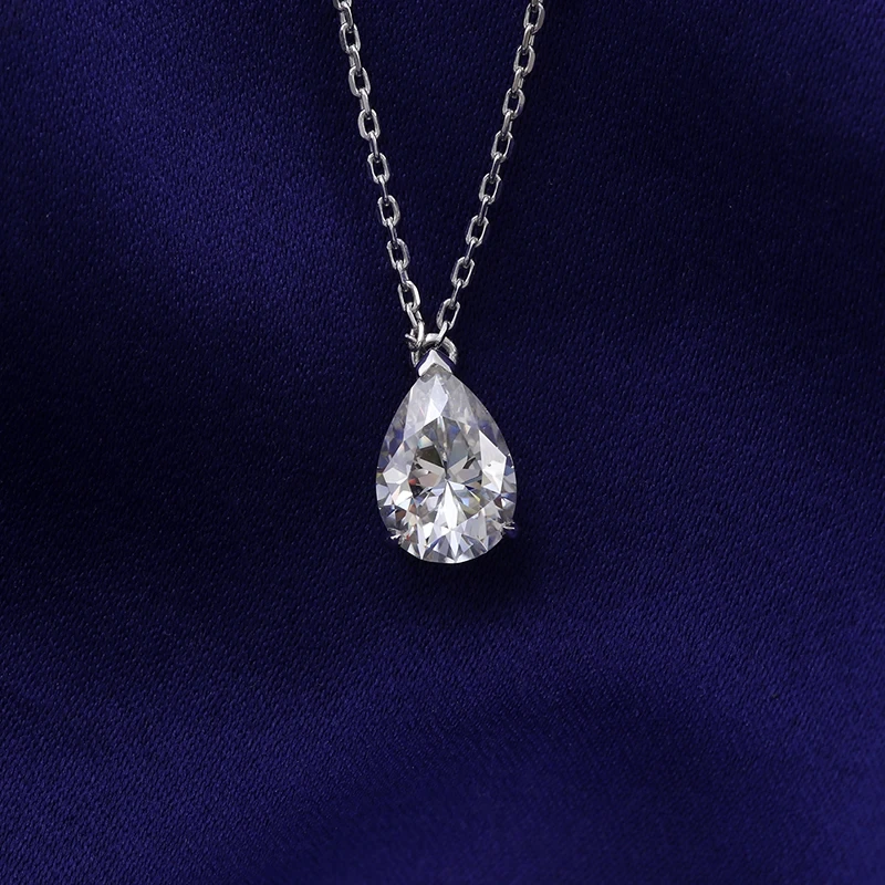 Vvs Pear Cut Moissanite Diamond Necklace Simple Style Pt950 Chain Claw Setting Def Gemstone 1