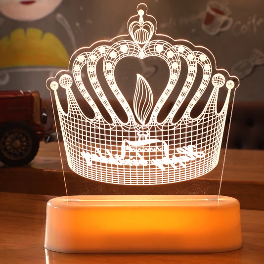 3D Illusion Acrylic LED Light GL-TR01 With Warm White Light For Birthday Decoration Celebration 1