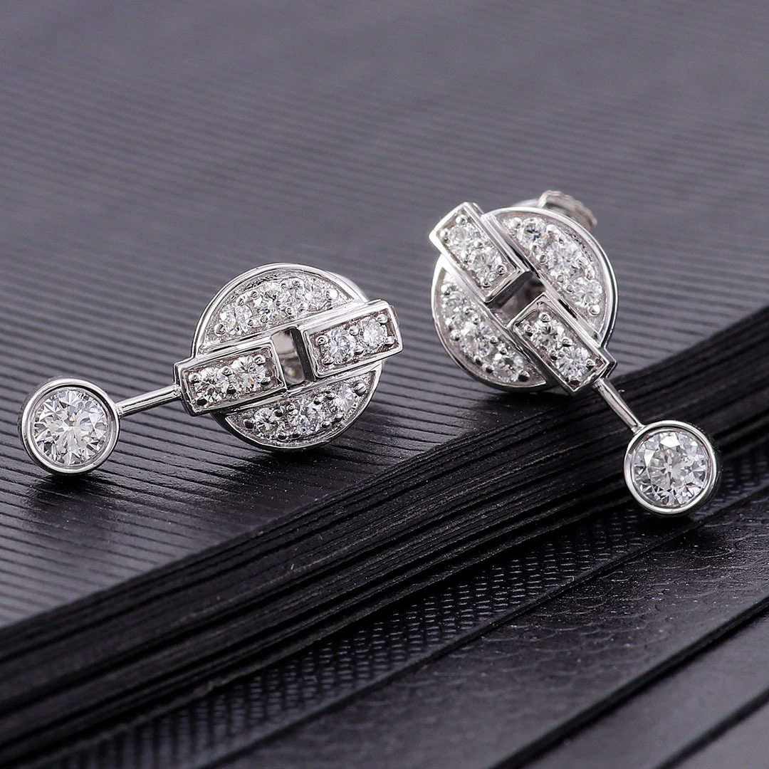 Trendy 18k Solid Gold With Moissanite/lab Diamond Earrings Jewelry Round Brilliant Shape Stud Earring For Women Men 1
