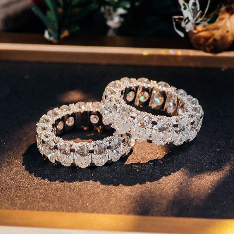 Anillo de boda de Provence Estilo clásico de 18K Anillo de oro blanco Corto redondo MOISSANITE Diamante Ring Joyería Fina 1