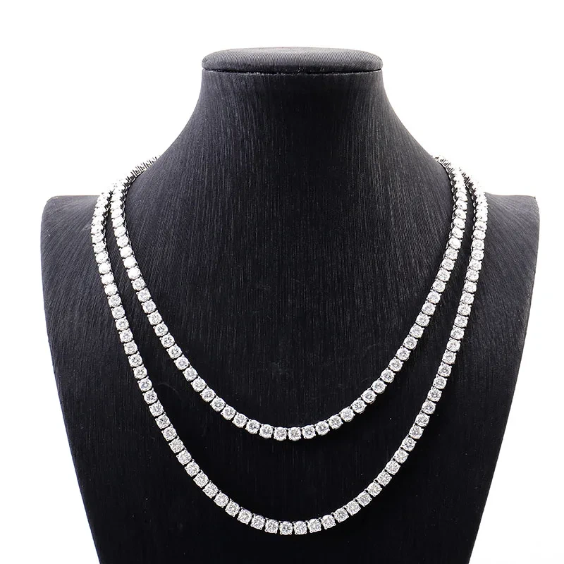 Sliver Moissanite Tennis Necklace 925 Sterling Sliver D Vvs Moissanite Diamond 2/3/4mm Iced Out Moissanite Tennis Chain 1