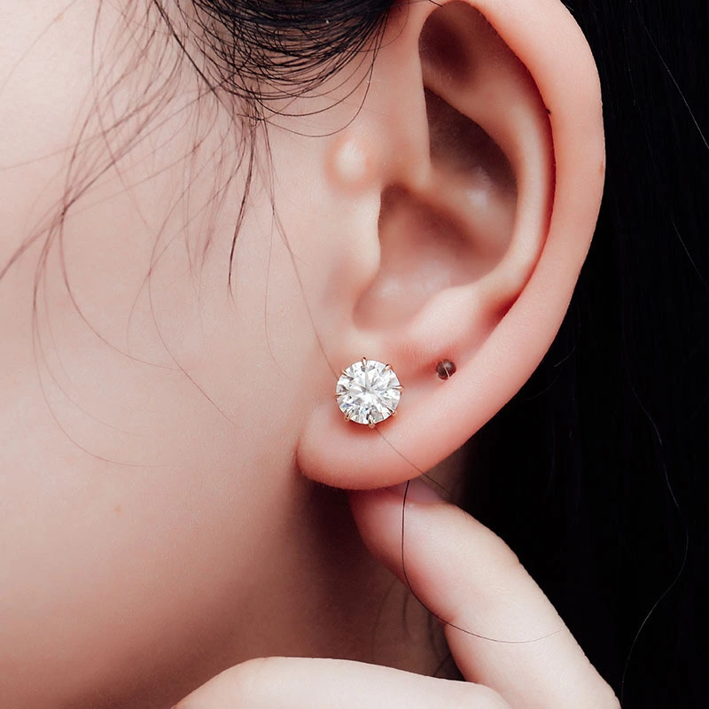 Mode -Schmuckohrring 10K 14k 18K Gold gelb Rose Weiß Farbfarb Moissanit Ohrringe für Frauen 1